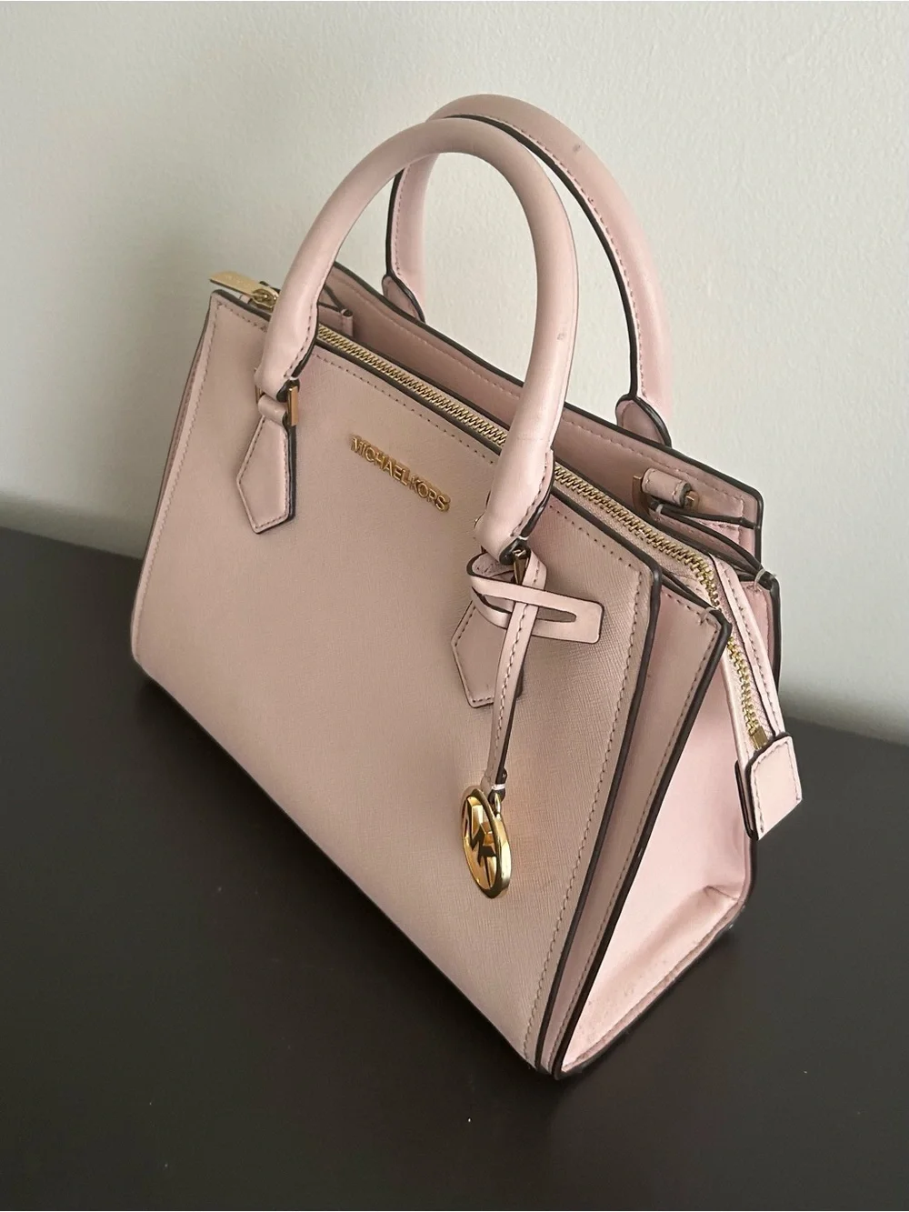 Michael Kors Pink Saffiano Leather Satchel structured crossbody